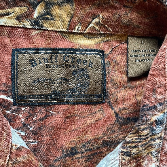 Vintage 90s Bluff Creek All Over Print Deer Nature Graphic Button Up Shirt - Picture 6 of 7